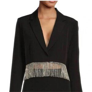 Gianni Bini Crop Blazer with Rhinestone Fringe SZ4